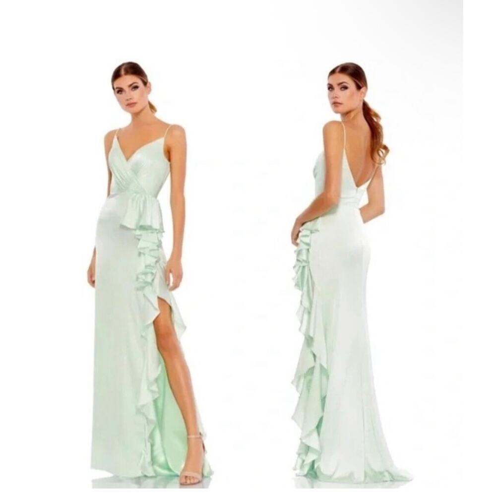 MAC DUGGAL 67815 gown long dress sz 2 pistachio green